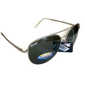 NWT PUGS PZ5 Polarized Classic Pilot Sunglasses, Silver